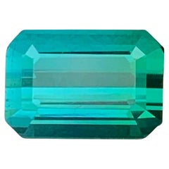 3.65 Carat Natural Loose Blue Greenish Tourmaline Emerald Cut Afghan Gemstone (Tourmaline bleue verdâtre en vrac, taille émeraude)