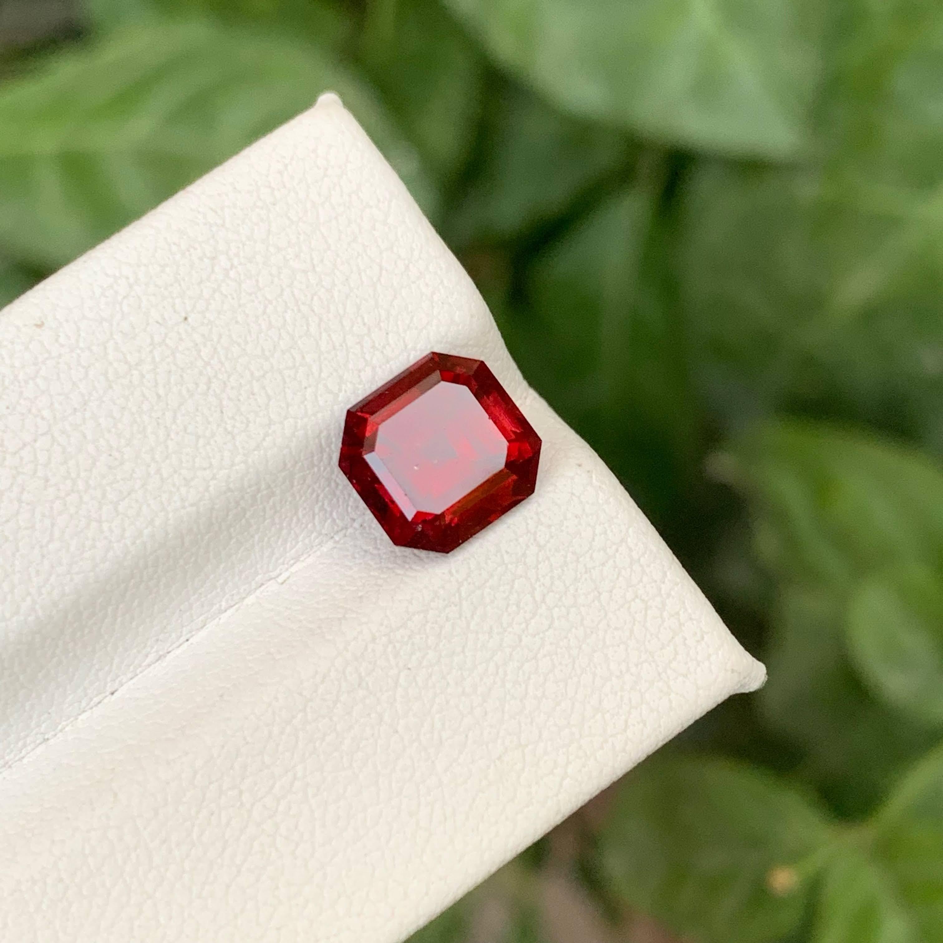 3,65 Karat Natürlicher loser hellroter Granat Stein Asscher Schliff Afrikanischer Edelstein im Angebot 5