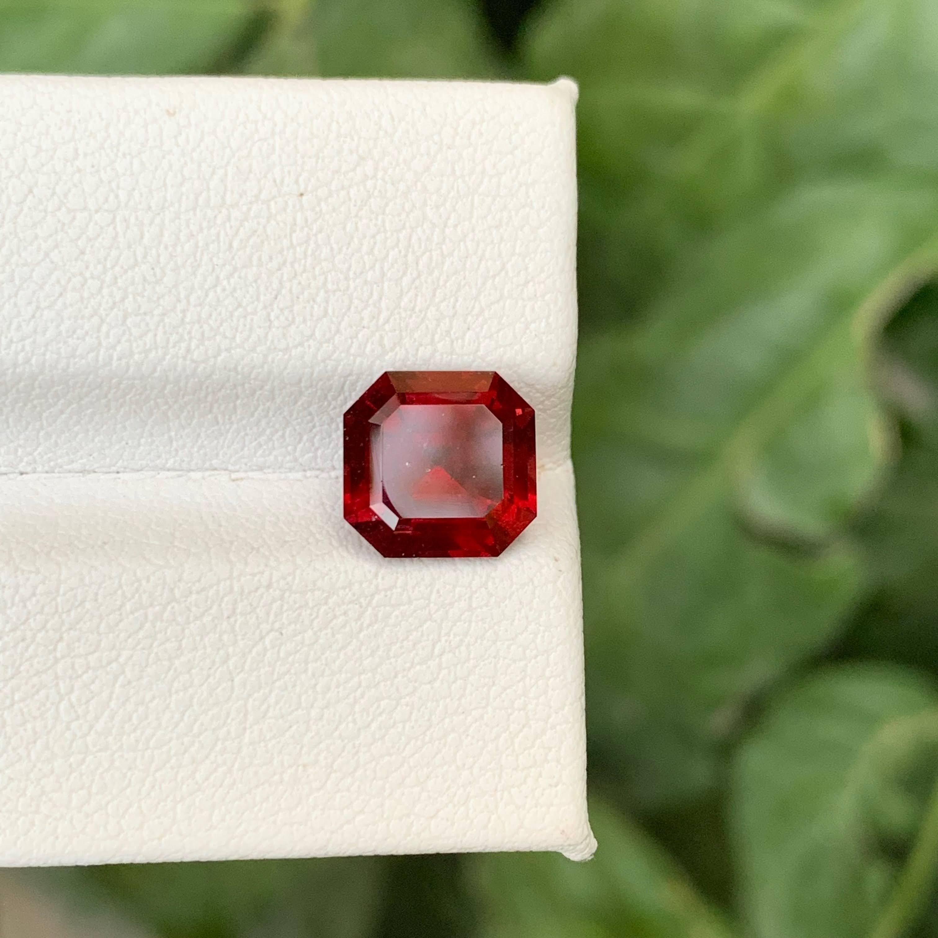 3,65 Karat Natürlicher loser hellroter Granat Stein Asscher Schliff Afrikanischer Edelstein im Angebot 2