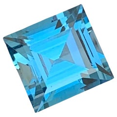 3.65 Carat Natural Loose London Blue Topaz Baguette Shape Ring Gem