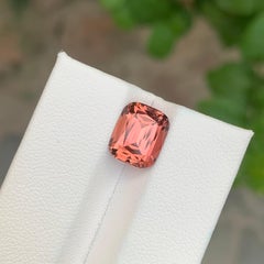 3.65 Carat Natural Loose Peach Pink Tourmaline Cushion Shape Gemstone