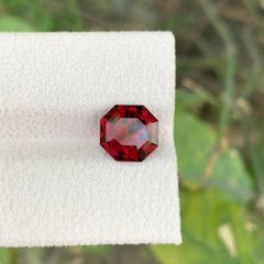 3.65 Carat Natural Loose Pinkish Red Garnet Stone Asscher Cut Tanzanian Gemstone