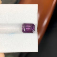 3.65 Carat Natural Loose Purplish Spinel Stone Emerald Cut Burmese Gemstone