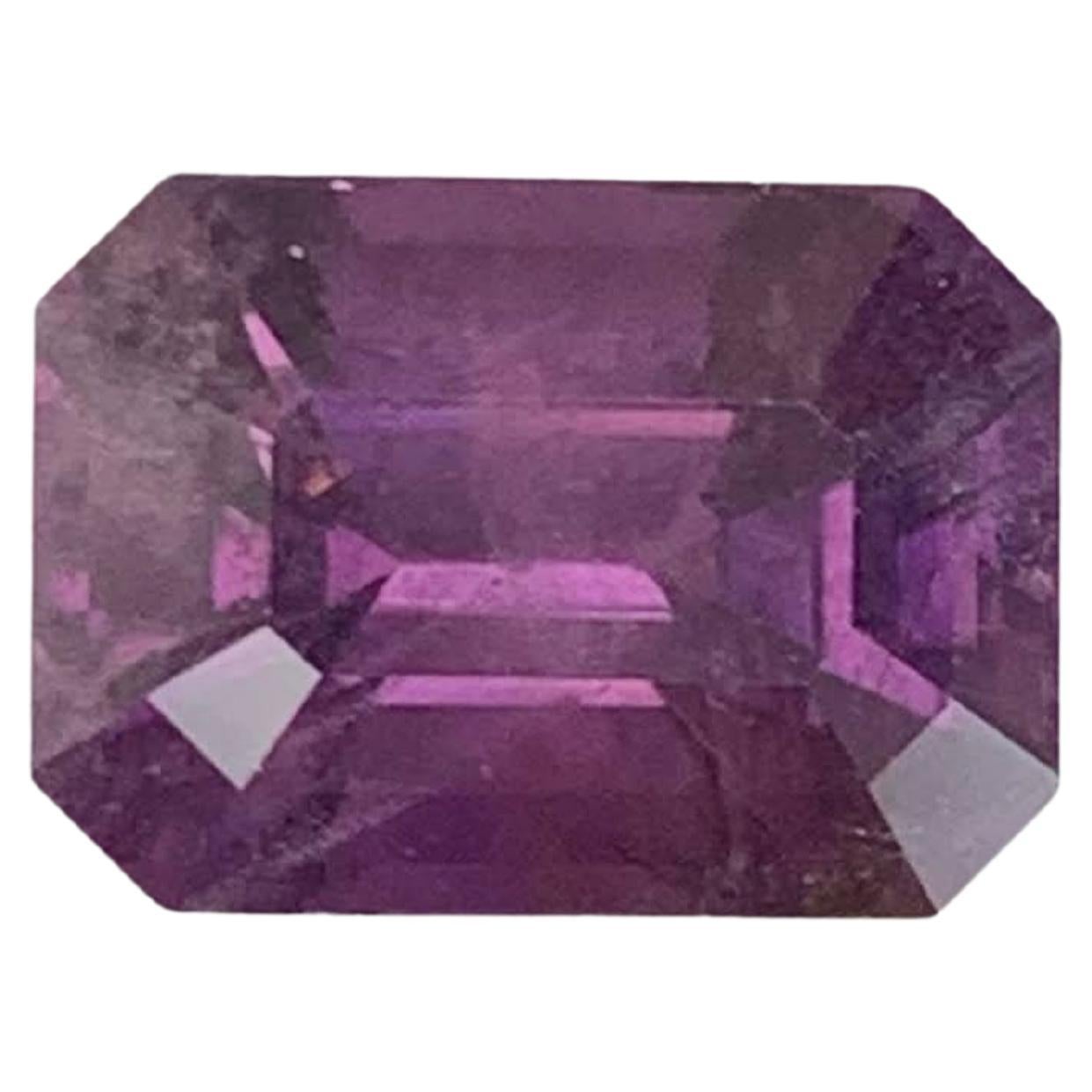 3.65 Carat Natural Loose Purplish Spinel Stone Emerald Cut Burmese Gemstone For Sale