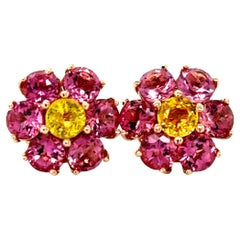 3.65 Carat Natural Pink Tourmaline Sapphire Rose Gold Stud Earrings