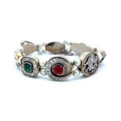3.65 Carat Old European Cut Diamond 14 Karat White Gold/Platinum Link Bracelet
