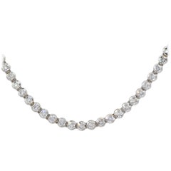 3.65 Carat Round Diamond Tennis Necklace 18 Karat in Stock