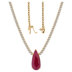 Collar con colgante de rubí de 3,65 quilates y diamante de 2,43 quilates (SI/H), en oro amarillo de 18k