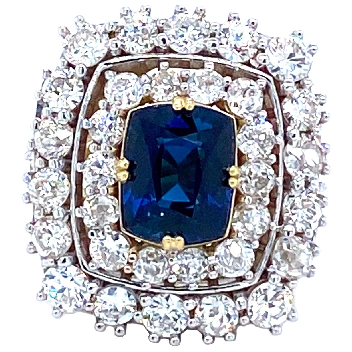 3.65 Carat Sapphire and Diamonds Ring 18 Karat Gold