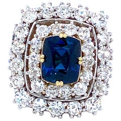 3.65 Carat Sapphire and Diamonds Ring 18 Karat Gold