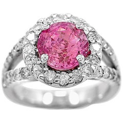 3.65 Carat Sapphire Diamond Gold Engagement Ring