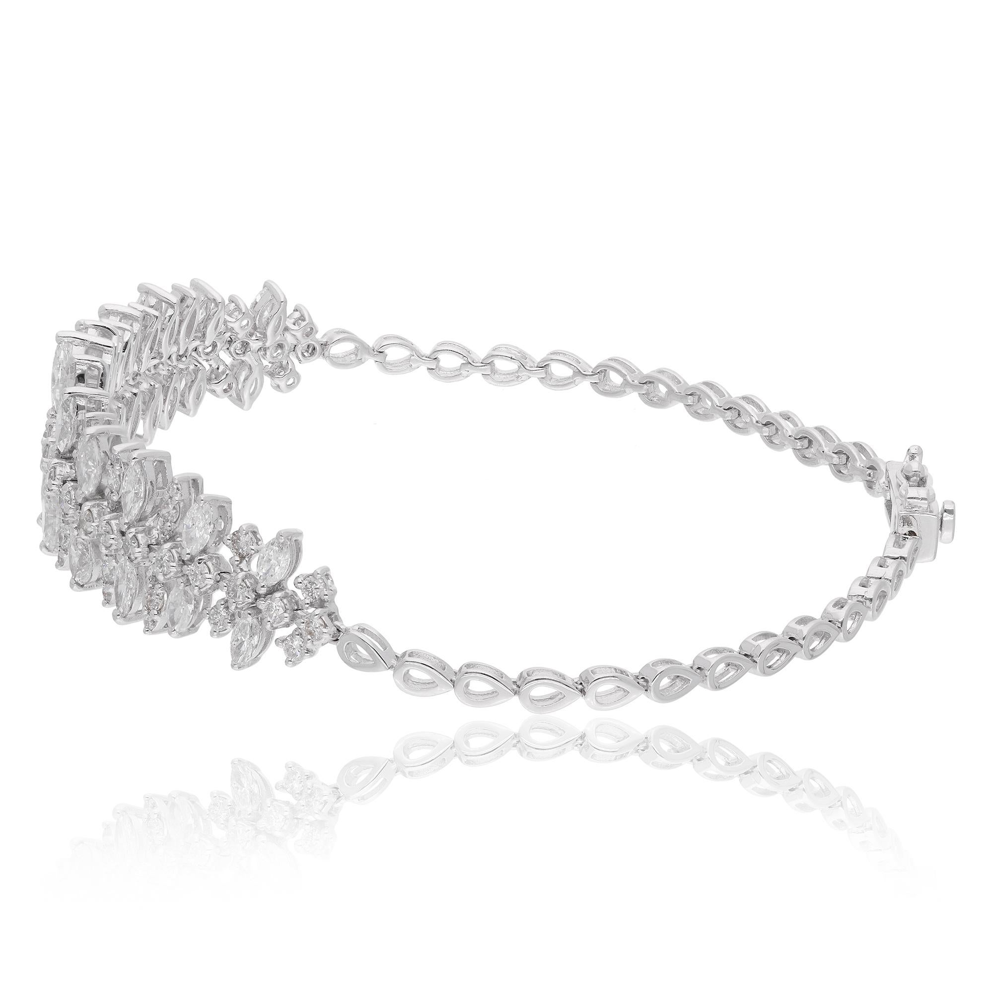 3,65 quilates SI/H Diamante marquesa de oro blanco de 14 quilates Pulsera en racimo Regalo para mujer Moderno en venta