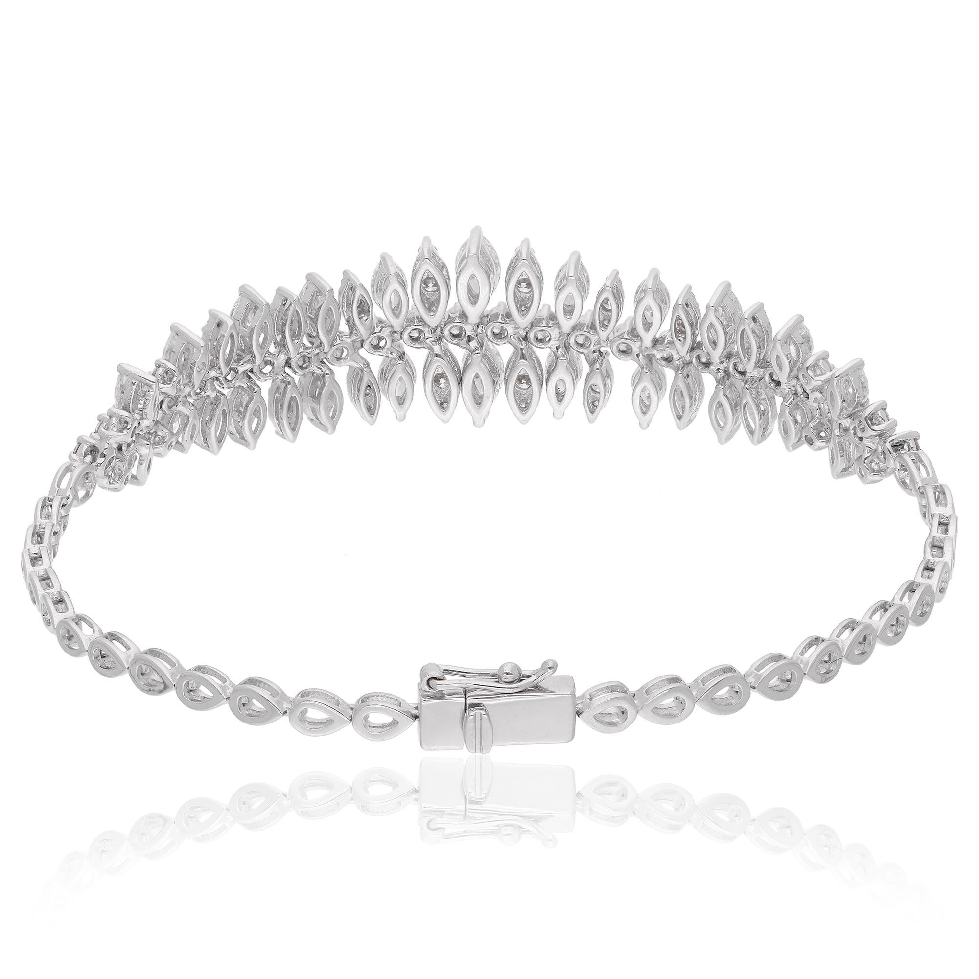 3,65 quilates SI/H Diamante marquesa de oro blanco de 14 quilates Pulsera en racimo Regalo para mujer Corte marquesa en venta