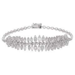 3.65 Carat SI/H Marquise Diamond 18K White Gold Cluster Bracelet Gift for Women