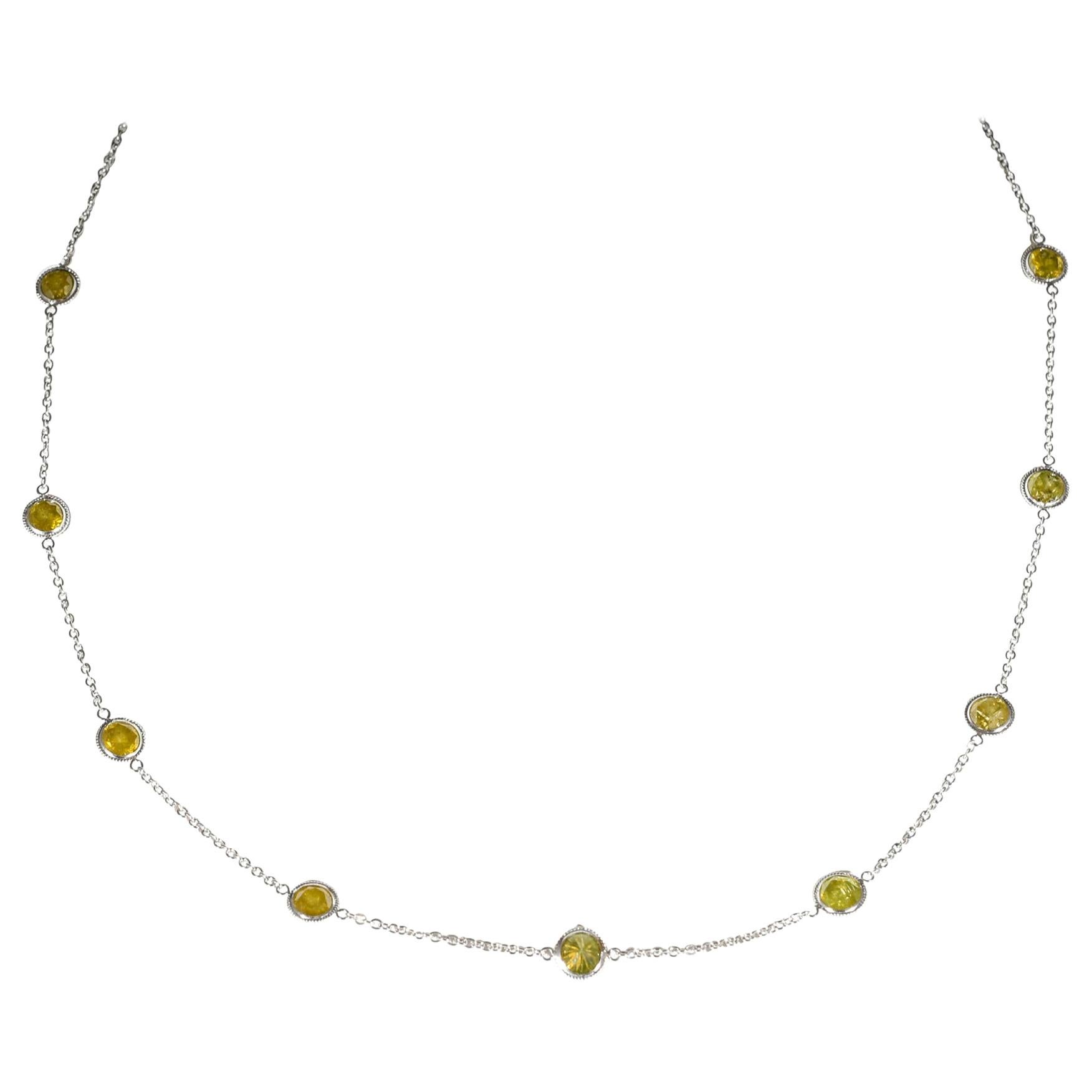 3.65 Carat (Treated) Yellow Diamond by the Yard Choker Necklace For Sale