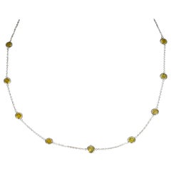 3.65 Carat (Treated) Yellow Diamond by the Yard Choker Necklace
