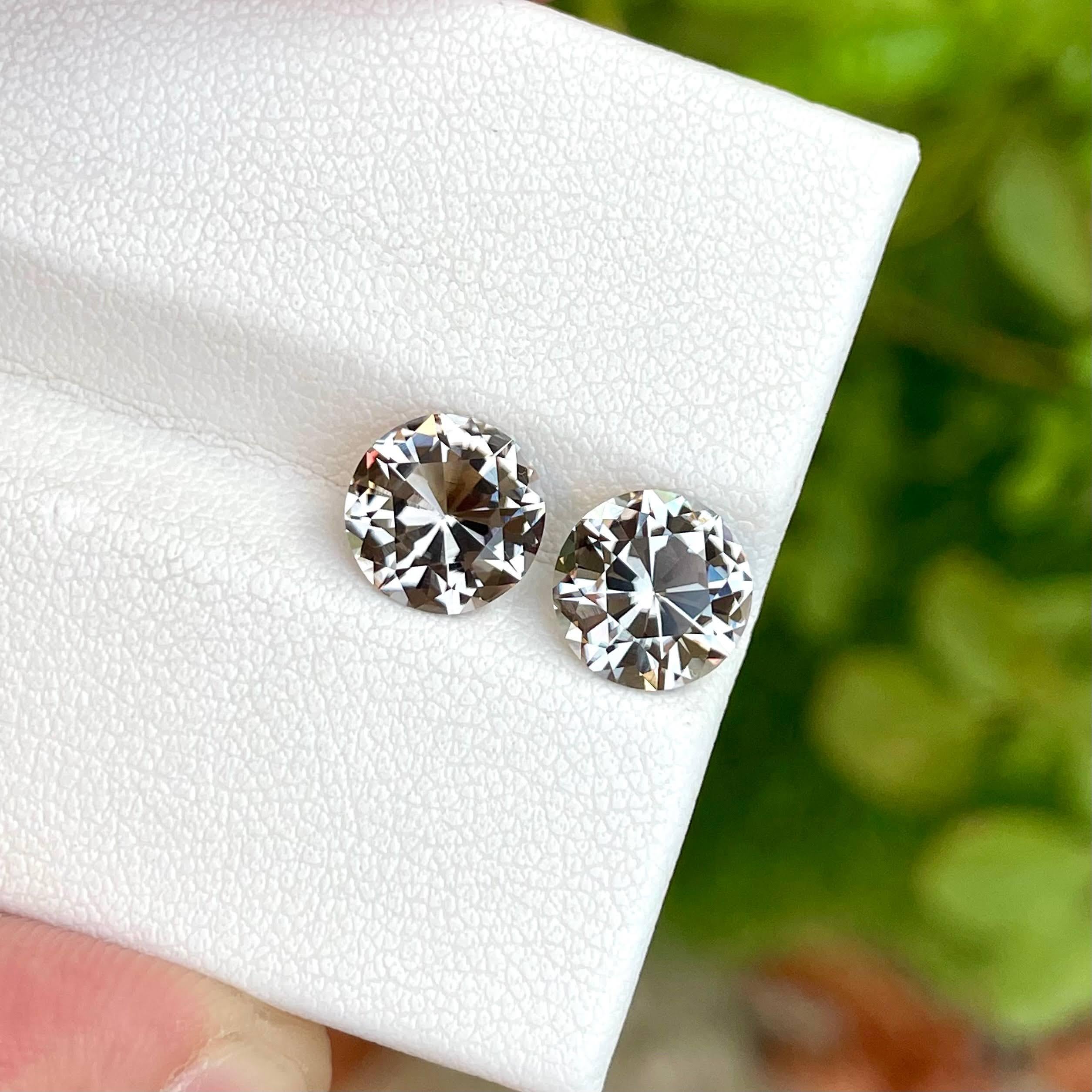 Modern 3.65 Carats Brownish Gray Loose Tourmaline Pair Round Cut African Gemstones For Sale