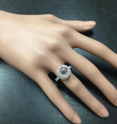 3.65 Carat Exquisite Natural Morganite and Diamond 14K Solid White Gold Ring