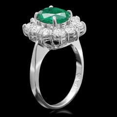 3.65 Carat Natural Emerald and Diamond 14 Karat Solid White Gold Ring