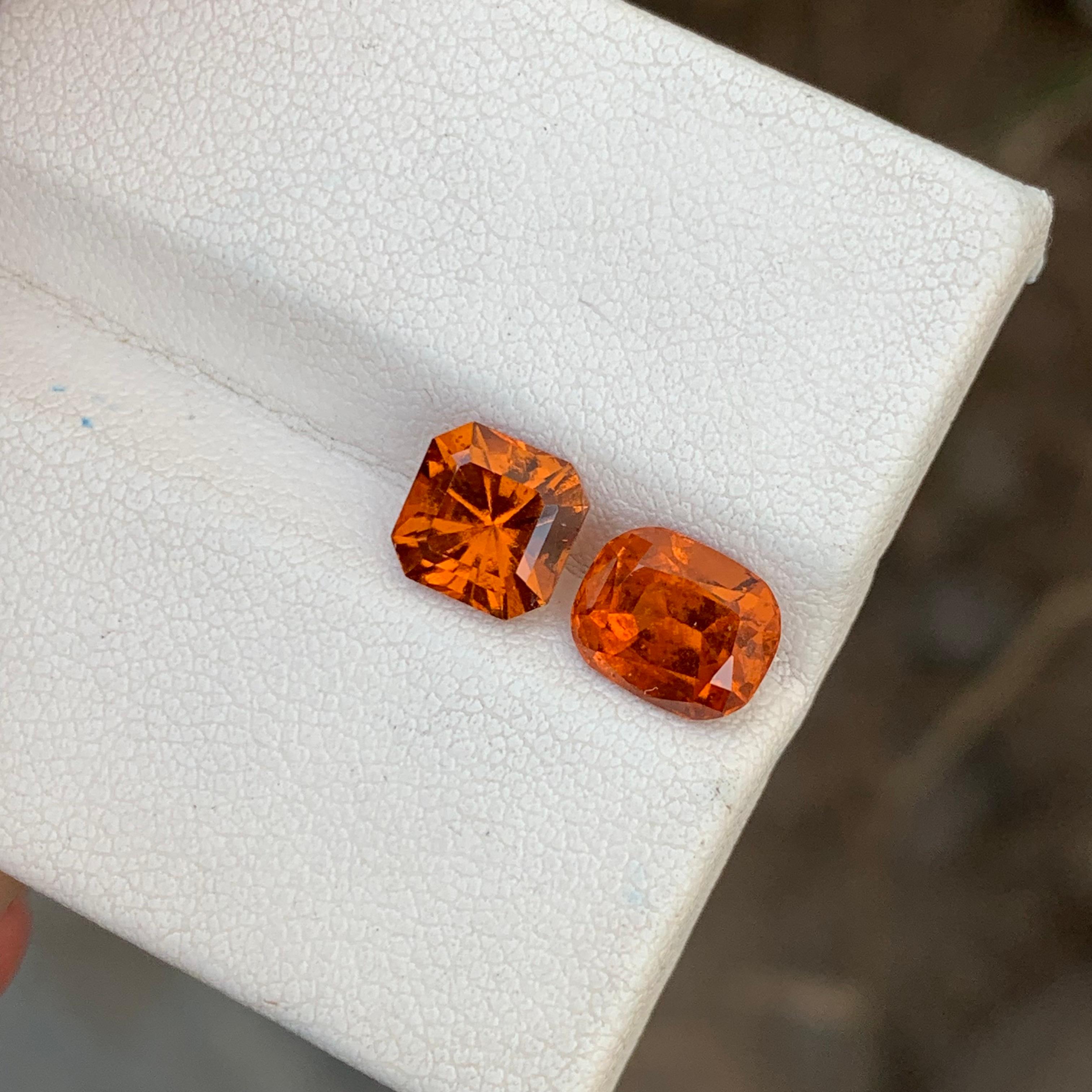 3.65 Carats Natural Loose Fanta Hessonite Garnet Pieces For Ring Jewelry For Sale 4