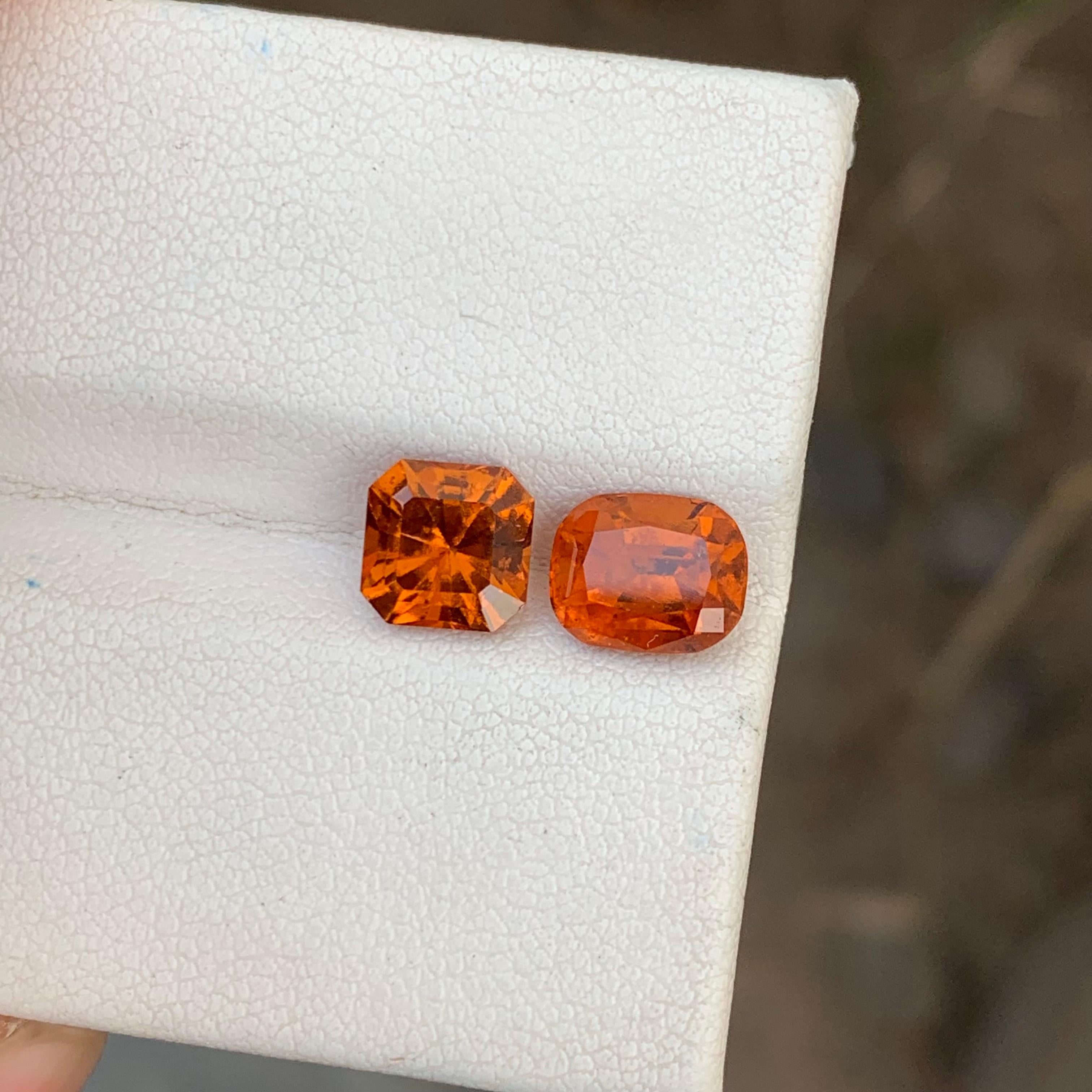 3.65 Carats Natural Loose Fanta Hessonite Garnet Pieces For Ring Jewelry For Sale 5