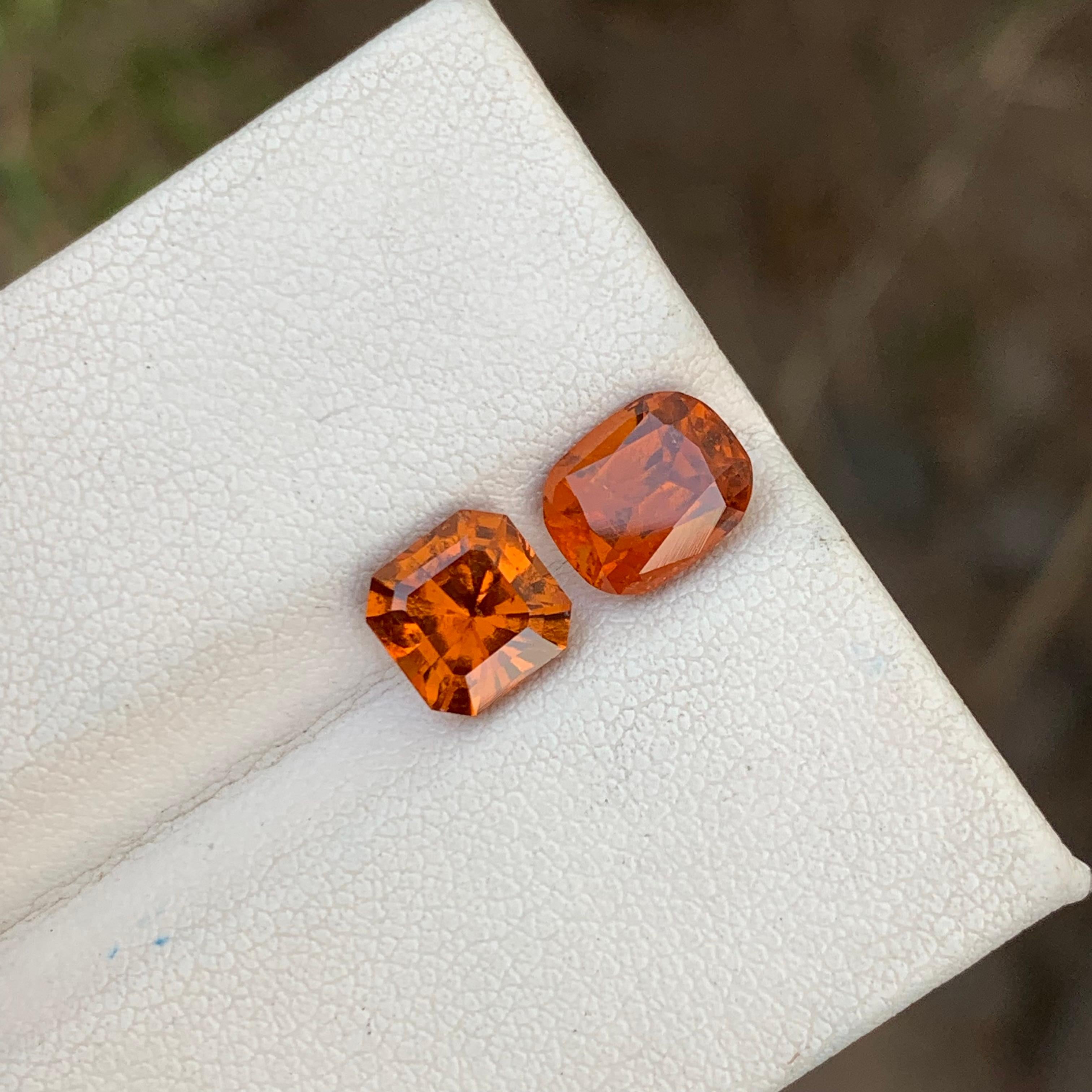 3.65 Carats Natural Loose Fanta Hessonite Garnet Pieces For Ring Jewelry For Sale 6