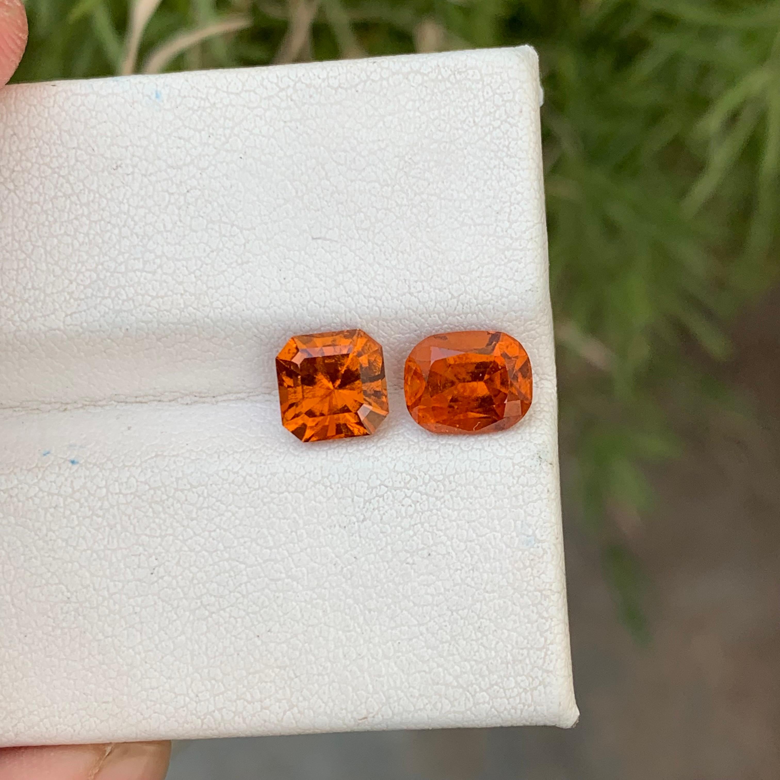 3.65 Carats Natural Loose Fanta Hessonite Garnet Pieces For Ring Jewelry For Sale 9
