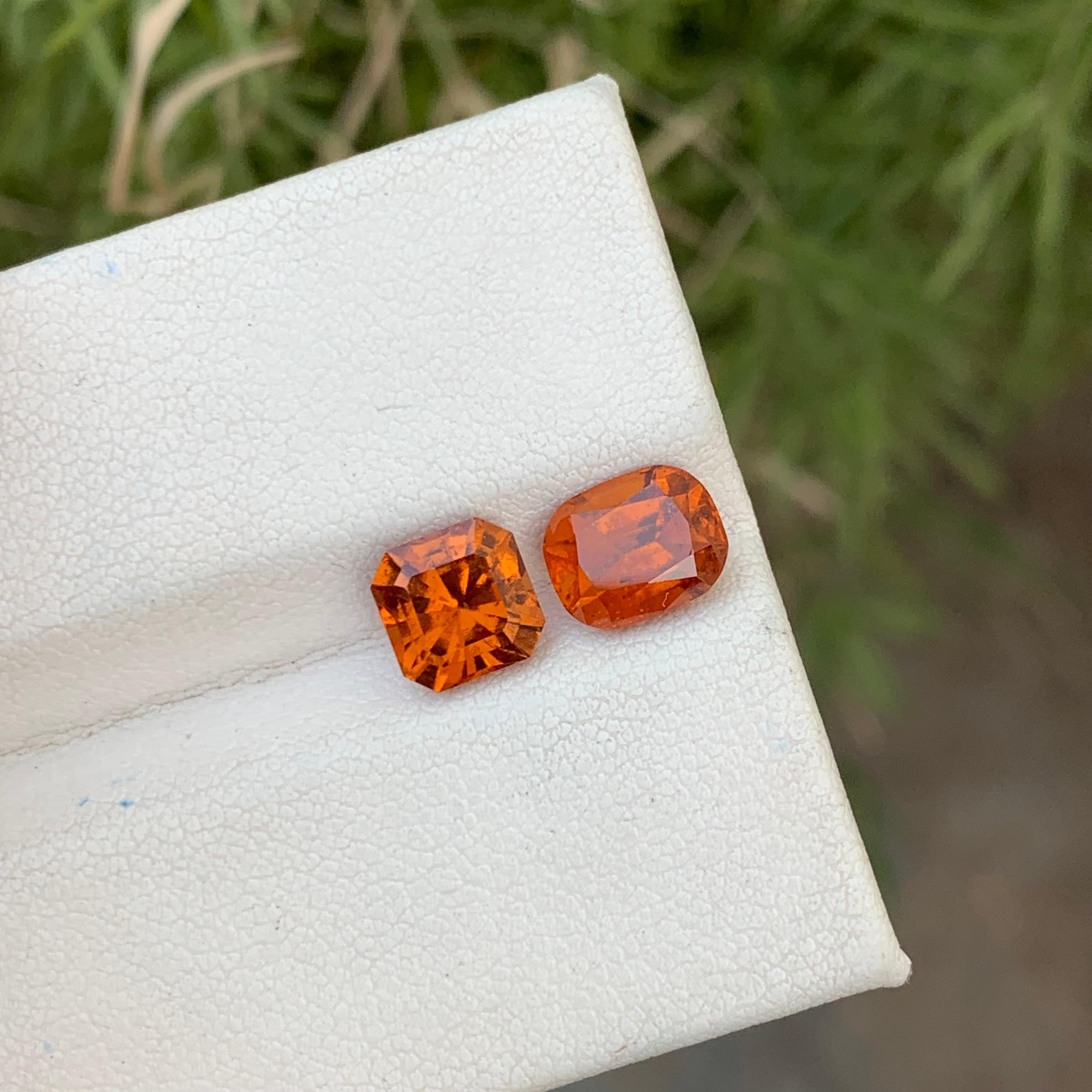 3.65 Carats Natural Loose Fanta Hessonite Garnet Pieces For Ring Jewelry For Sale 10
