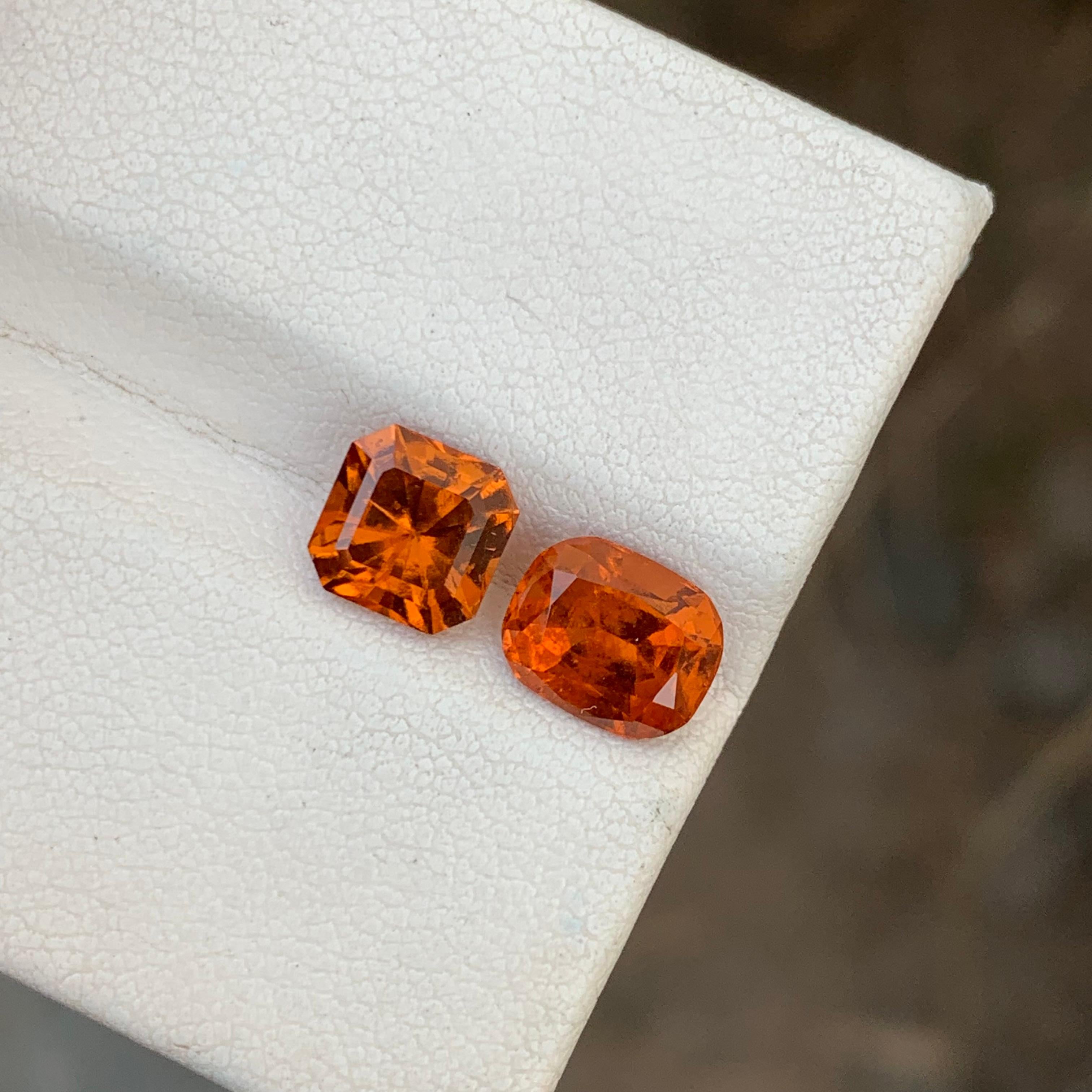 Cushion Cut 3.65 Carats Natural Loose Fanta Hessonite Garnet Pieces For Ring Jewelry For Sale
