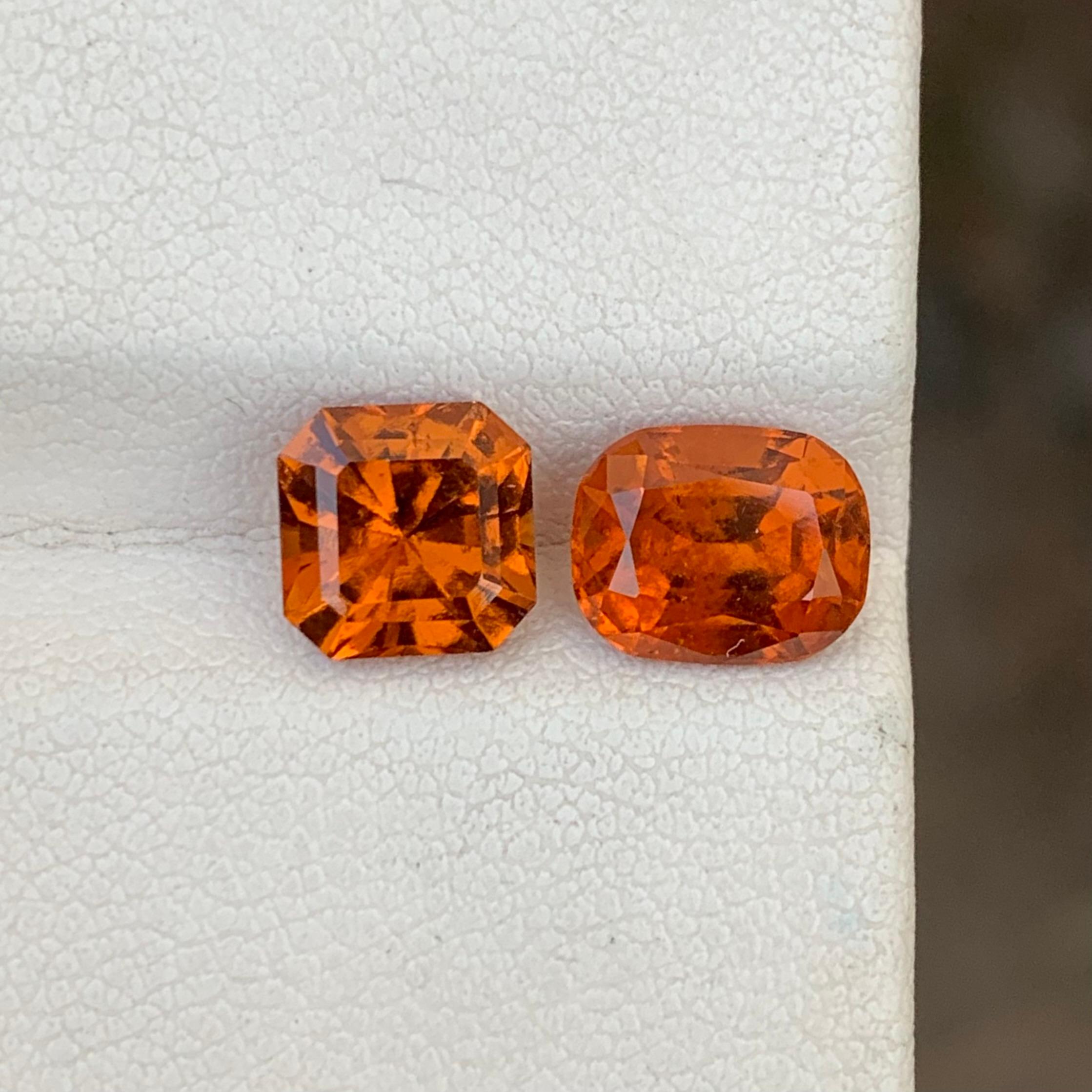Women's or Men's 3.65 Carats Natural Loose Fanta Hessonite Garnet Pieces For Ring Jewelry For Sale
