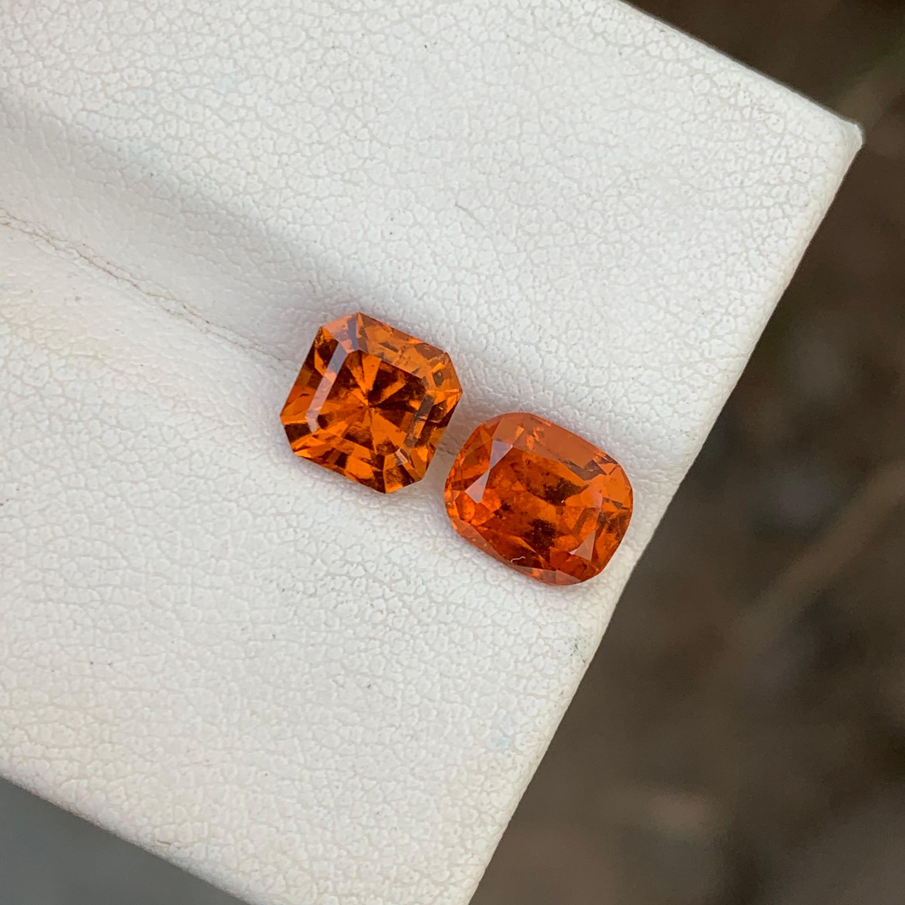 3.65 Carats Natural Loose Fanta Hessonite Garnet Pieces For Ring Jewelry For Sale 1