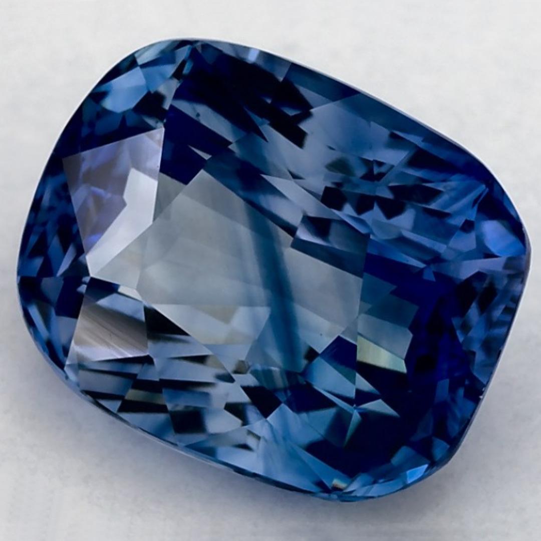 3.65 Karat blauer Saphir Cushion zertifiziert loser Edelstein (Kissenschliff) im Angebot