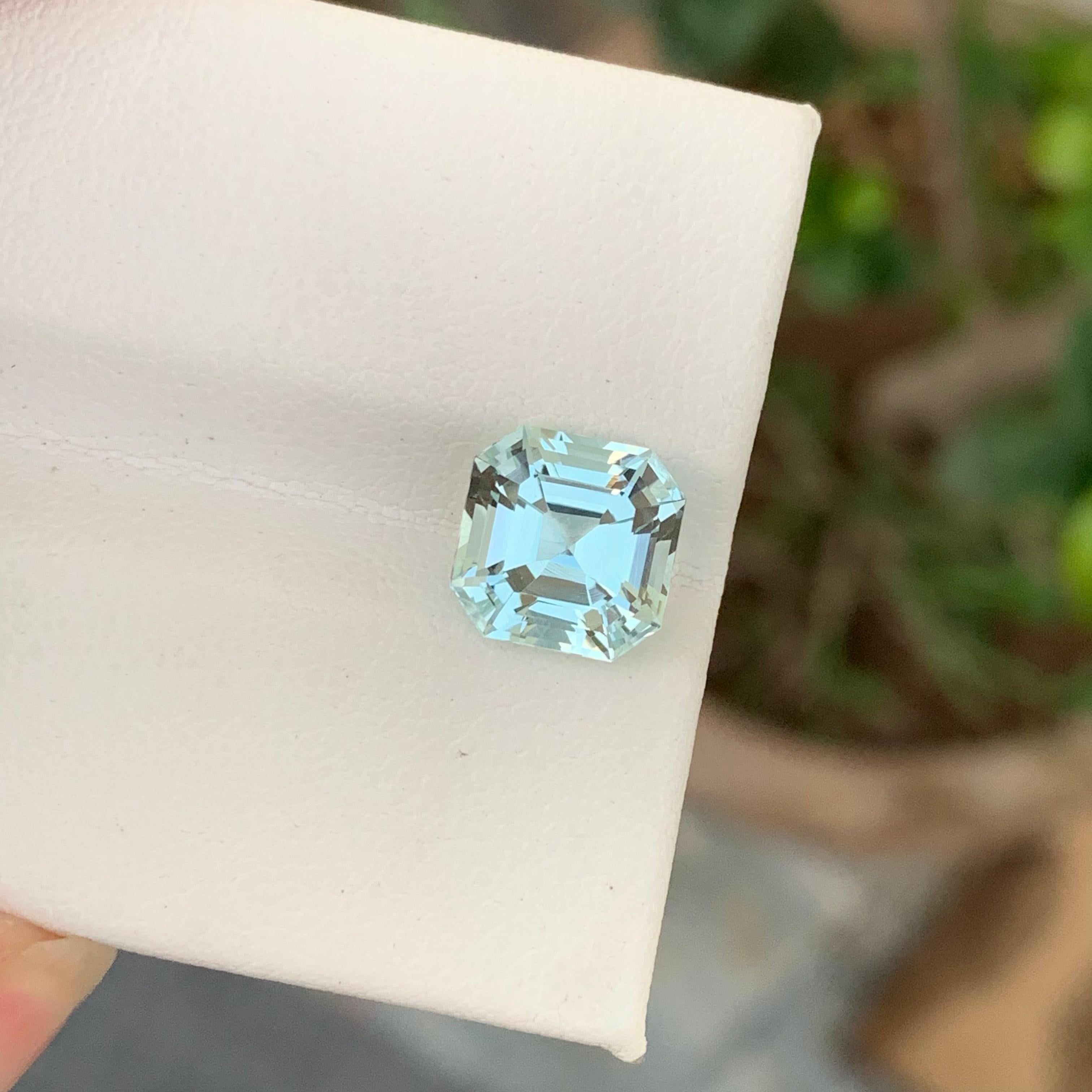 3.65 Cts Natural Light Aquamarine Loose Gemstone Asscher Cut From Pakistan Mine For Sale 3