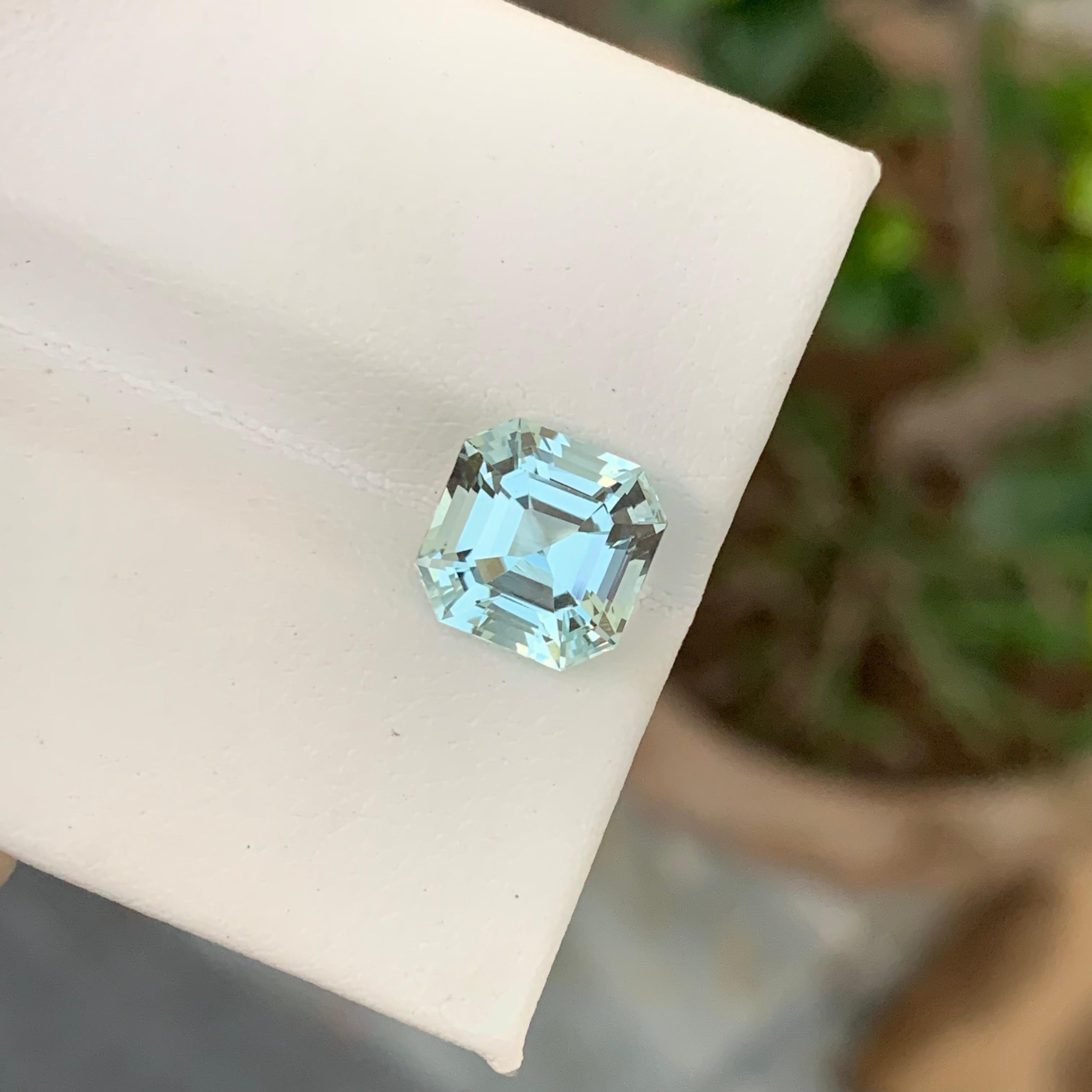 3.65 Cts Natural Light Aquamarine Loose Gemstone Asscher Cut From Pakistan Mine For Sale 1