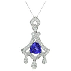 3.65 cts Natural Tanzanite 
0.97 cts Diamonds 18K White Gold Pendant