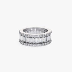 3.65 Ctw Baguette and Round Diamond Eternity Band, 14K Solid Gold, SI GH