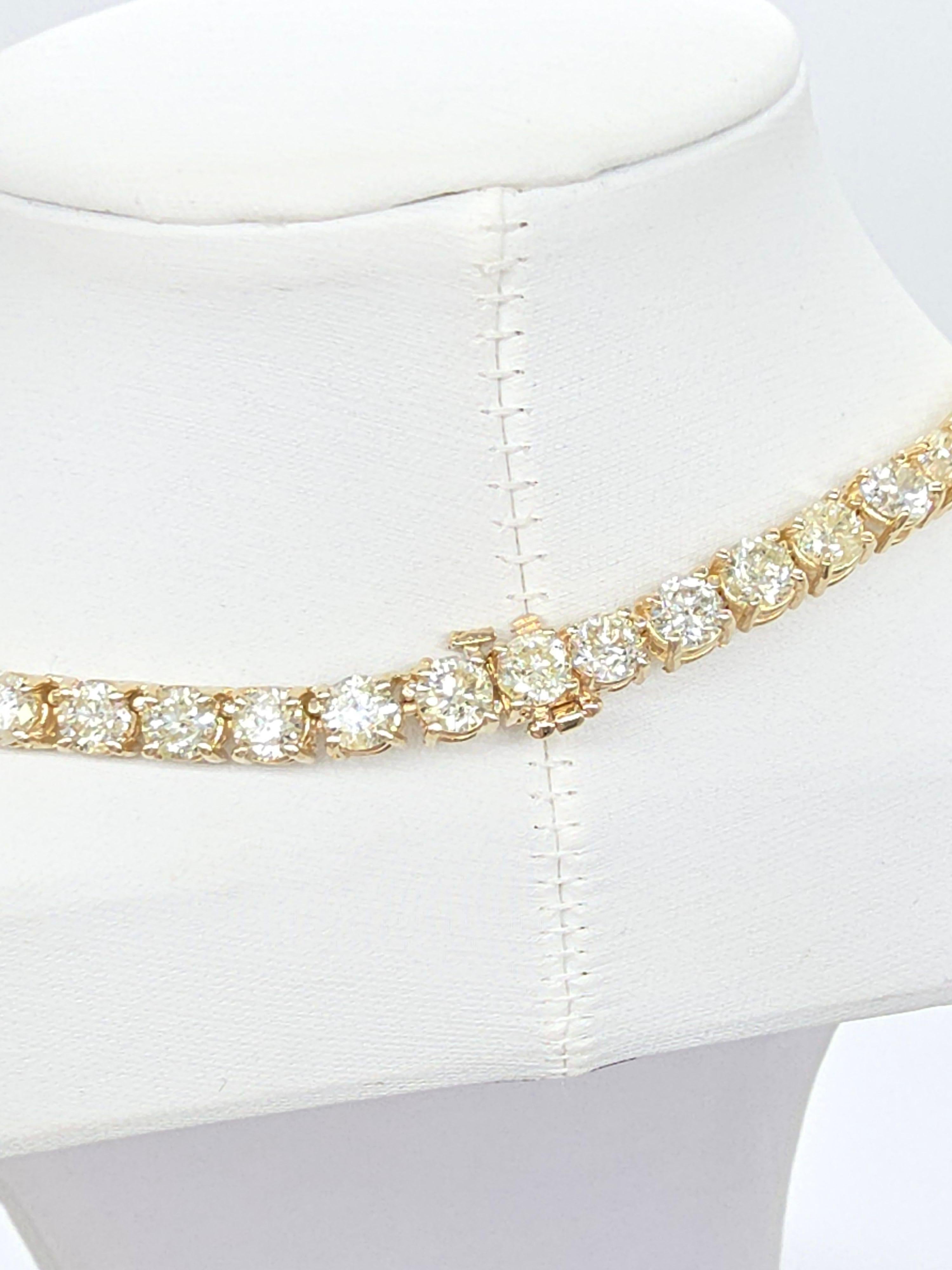 Collar de diamantes naturales de 36,50 quilates en oro amarillo de 14 quilates, 16