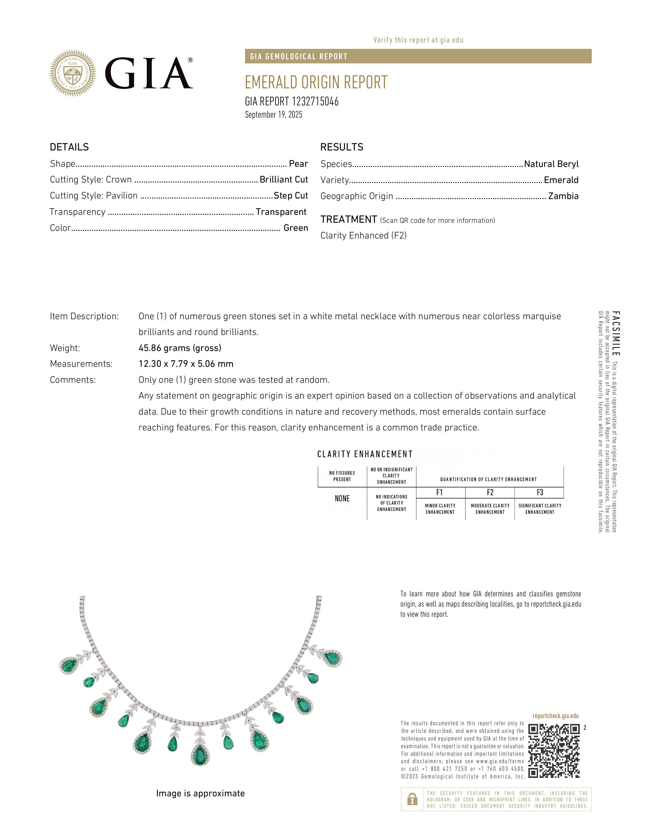 36.51 Karat natürlicher Smaragd & Diamant-Halskette im Angebot 4