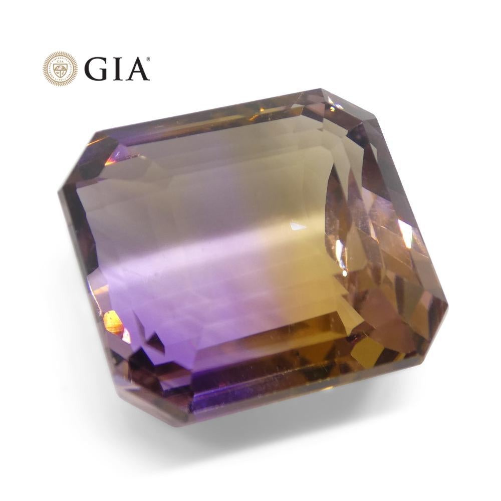 Ametrine taille octogonale/émeraude 36,53 carats pourpre et jaune certifiée GIA en vente 8