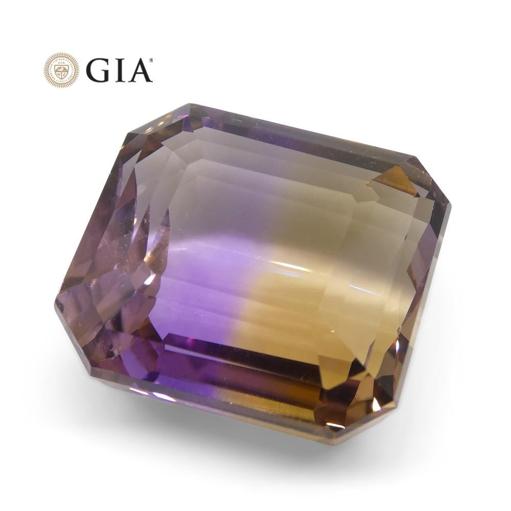 Ametrine taille octogonale/émeraude 36,53 carats pourpre et jaune certifiée GIA en vente 3