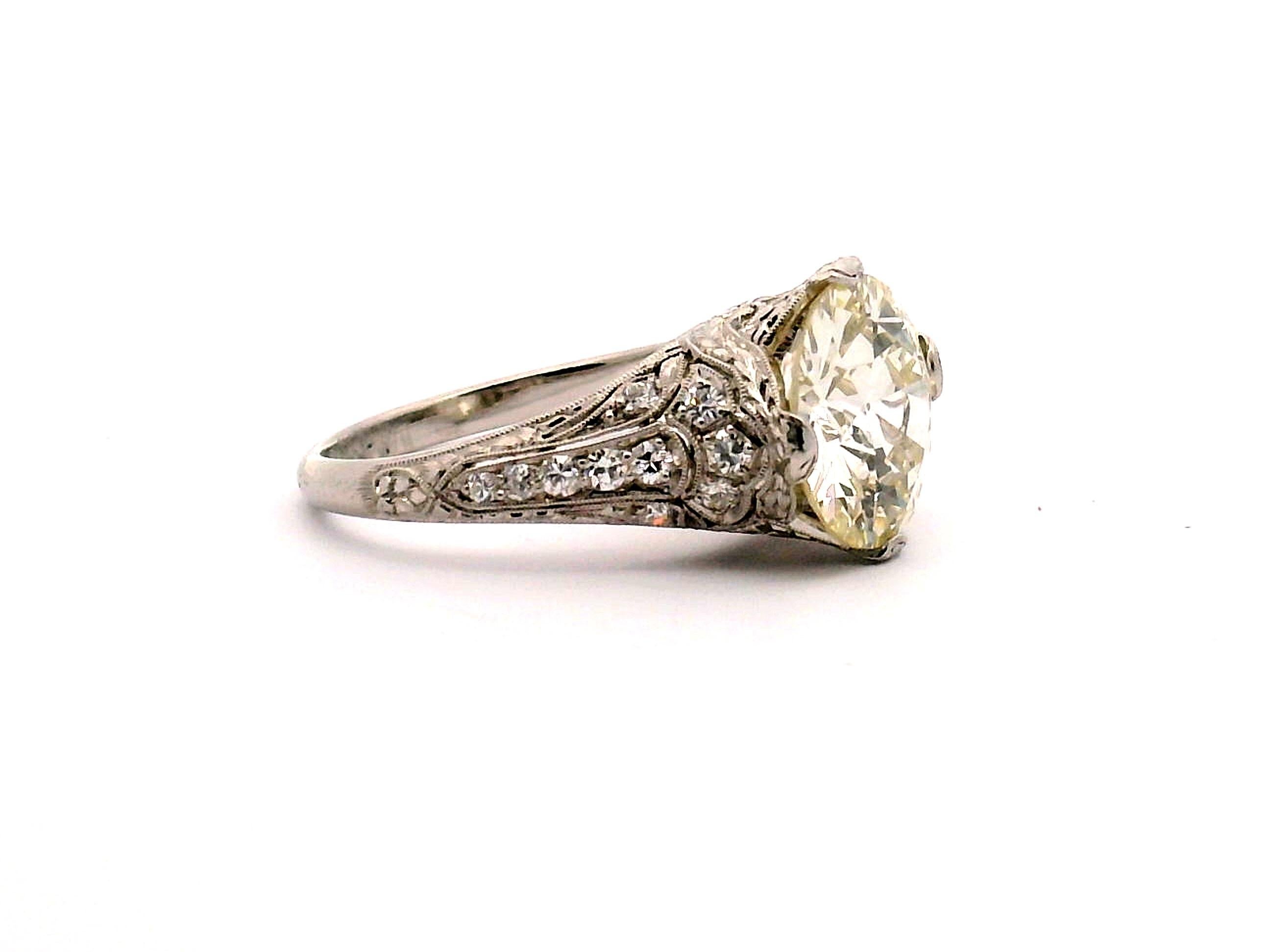 3,65ct. Bague de fiançailles ancienne avec diamant Bon état - En vente à Sausalito, CA