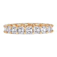 3.65ct Asscher Cut Diamond Eternity Band in 18k Champagne Yellow Gold