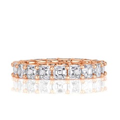 3.65ct Asscher Cut Diamond Eternity Band in 18k Rose Gold