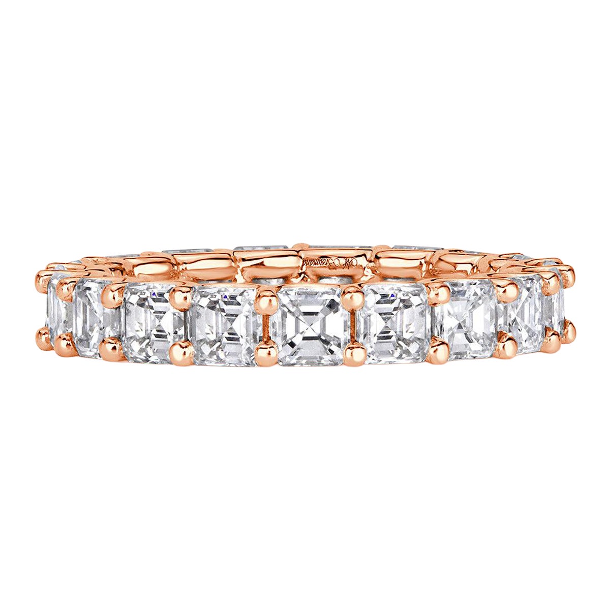3.65ct Asscher Cut Diamond Eternity Band in 18k Rose Gold