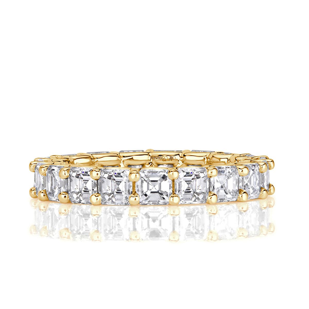 3.65ct Asscher Cut Diamond Eternity Band in 18k Yellow Gold