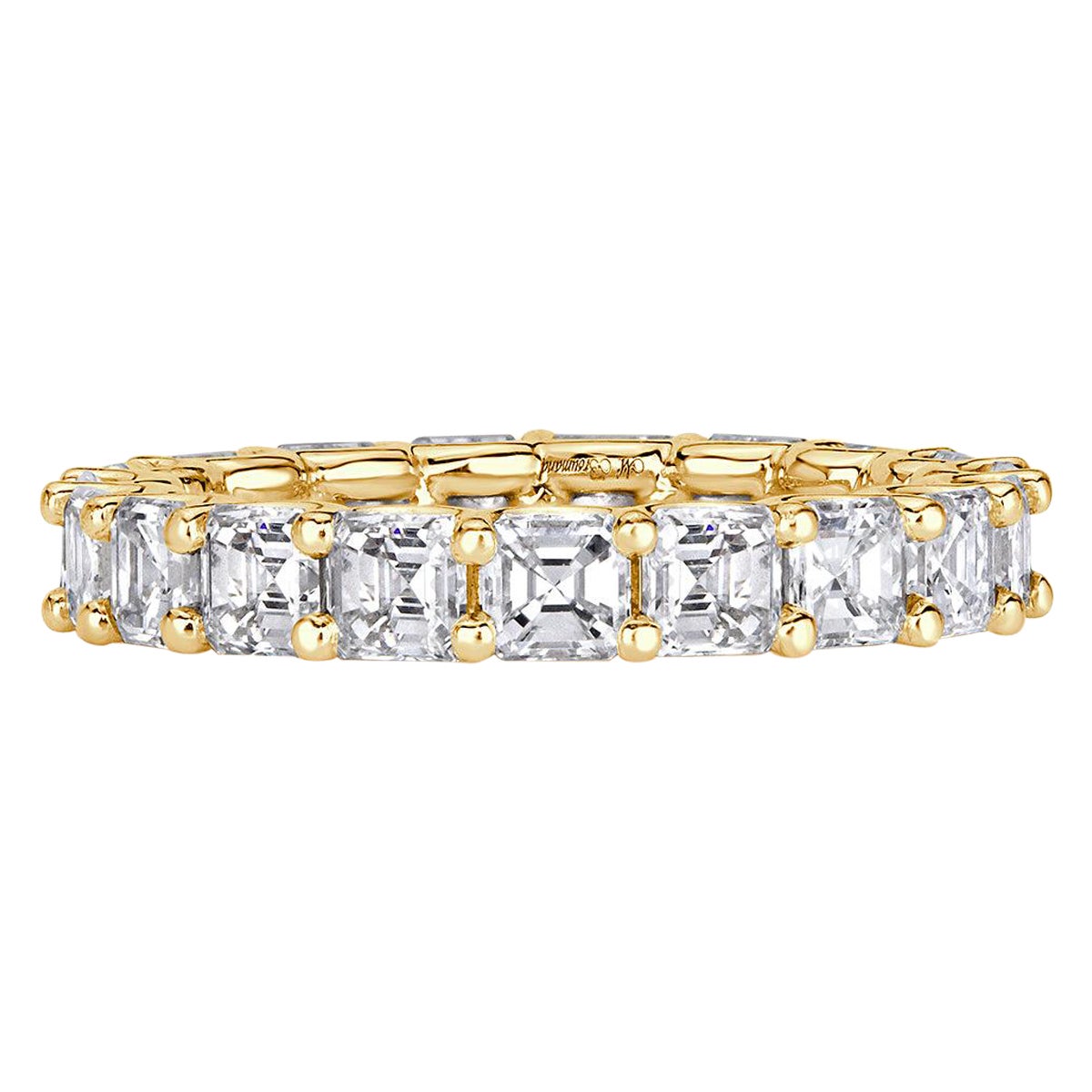 3.65ct Asscher Cut Diamond Eternity Band in 18k Yellow Gold