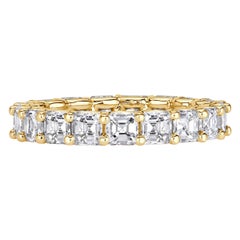 3.65ct Asscher Cut Diamond Eternity Band in 18k Yellow Gold
