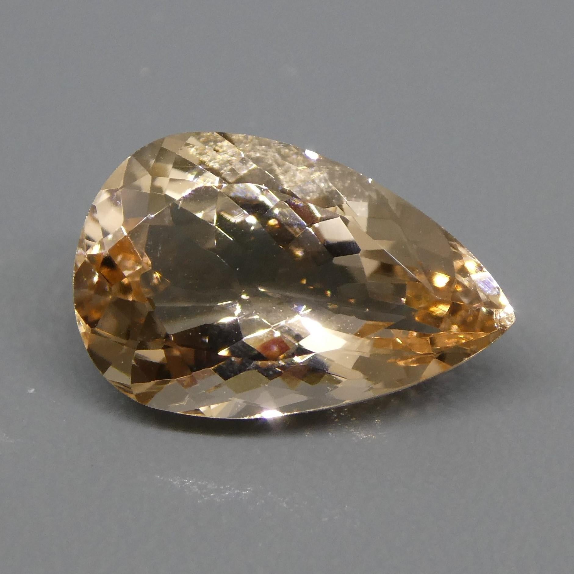 3.65ct Pear Morganite In New Condition For Sale In Toronto, Ontario