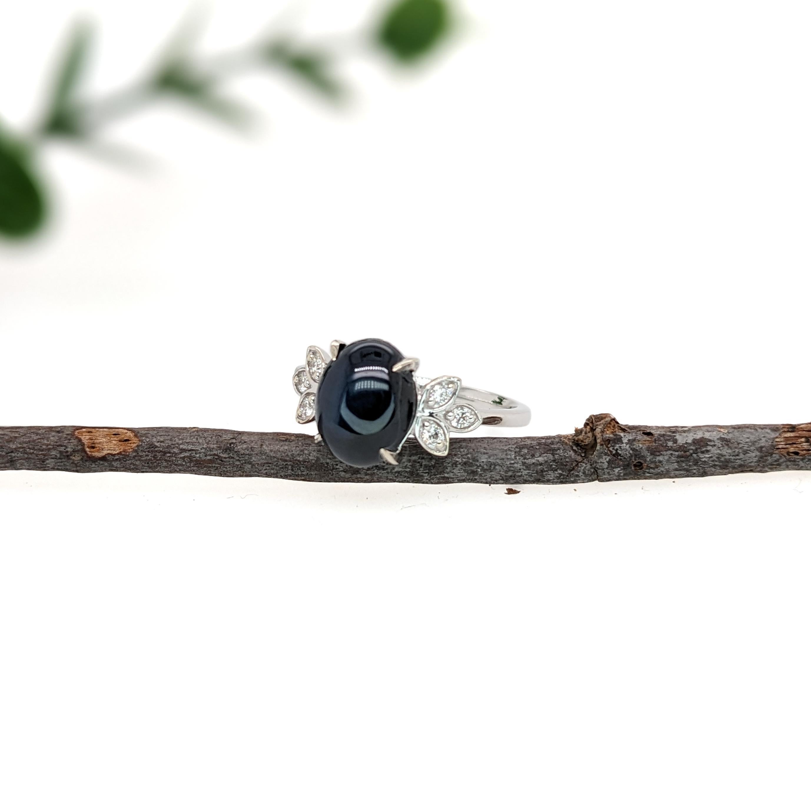 3.65ct Star Sapphire Ring w Earth Mined Diamonds in Solid 14K White Gold OV 10x8 In New Condition In Columbus, OH