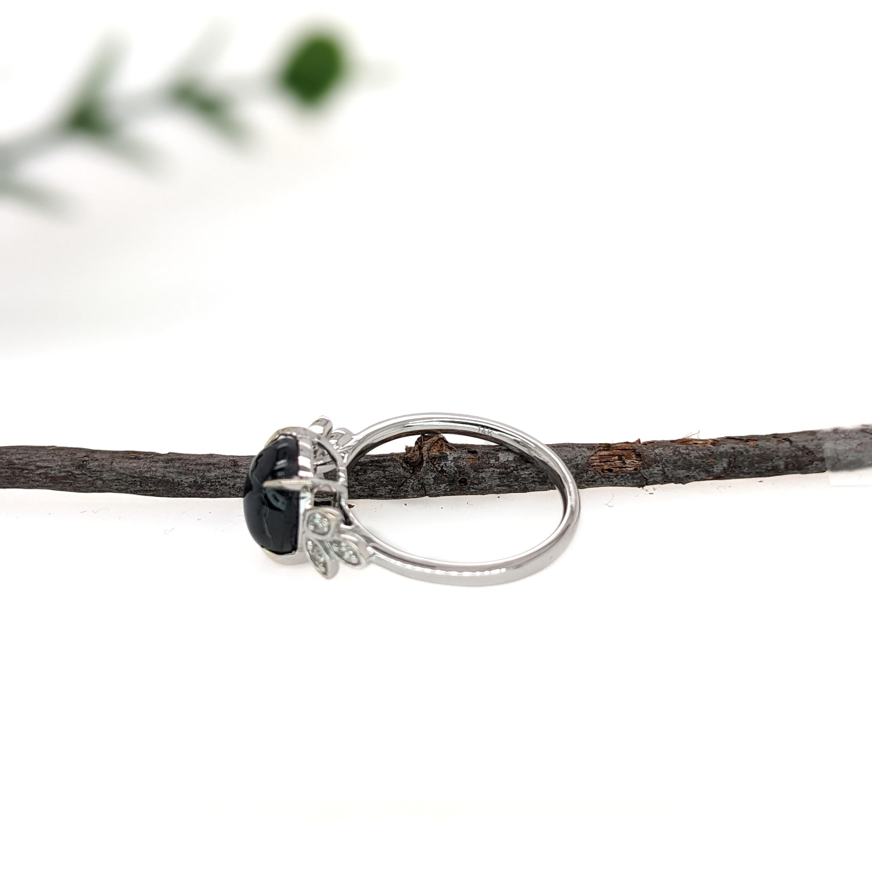 Women's 3.65ct Star Sapphire Ring w Earth Mined Diamonds in Solid 14K White Gold OV 10x8